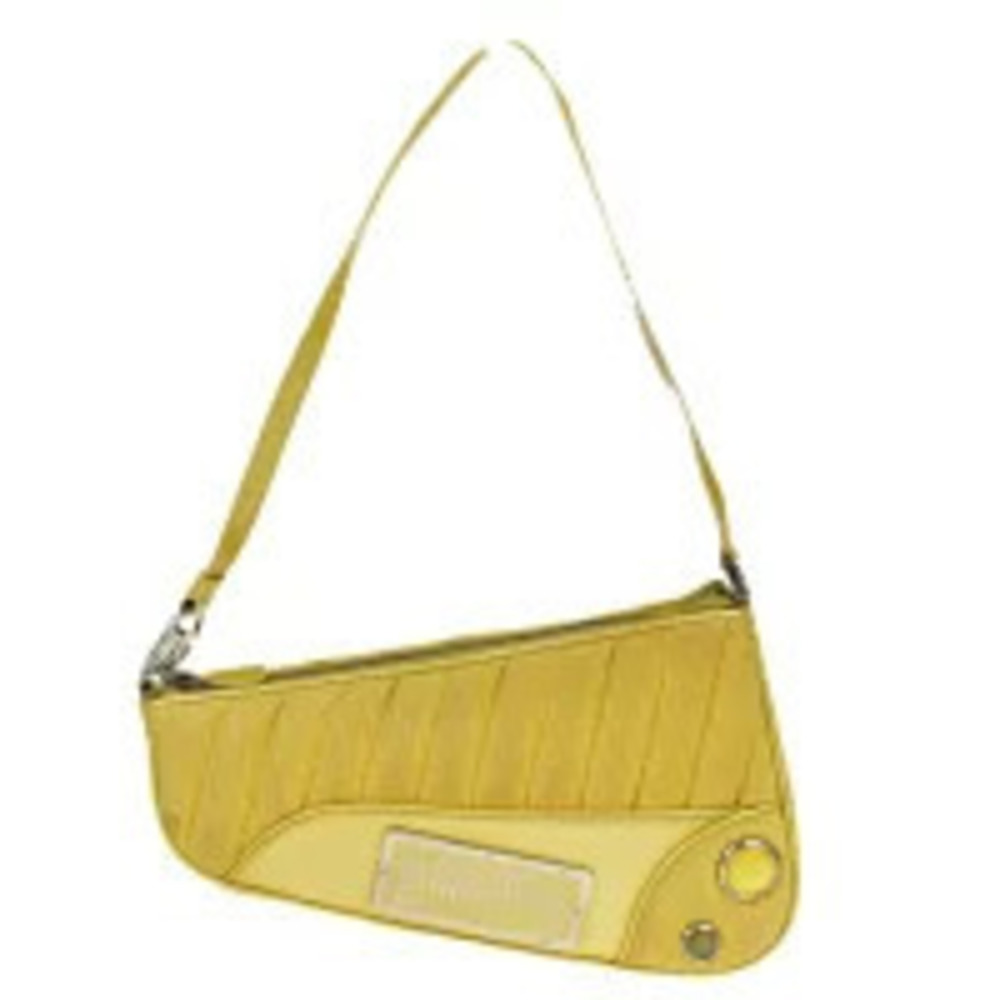Christian Dior Trotter Saddle Bag Shoulder Yellow Suede Enamel
